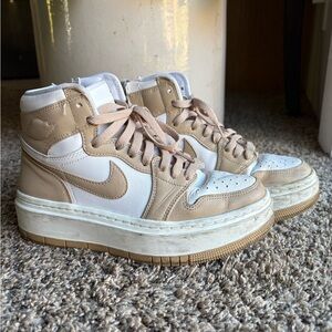 Jordan Elevate Women's Tan and White High-Top Sneakers